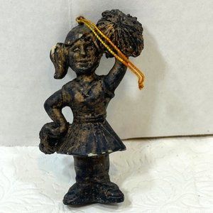 Vintage Cheerleader Christmas Holiday Home Decor Ornament Dark Bronze Color 3.5"